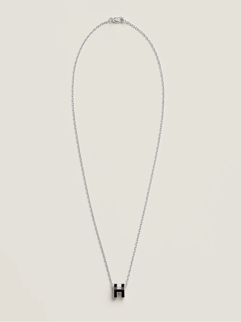 Hermès Mini Pop H Pendant -Palladium/Black